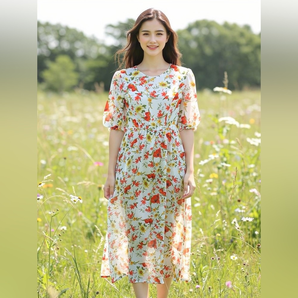 Floral Chiffon Maxi Dress